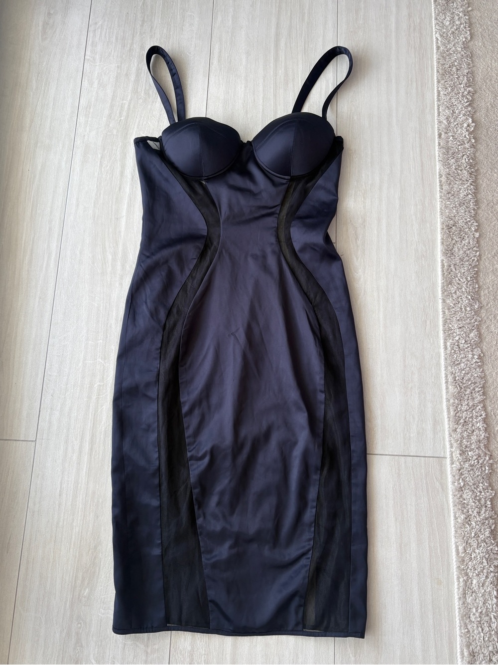 House of CB Navy Silk Midi Dress